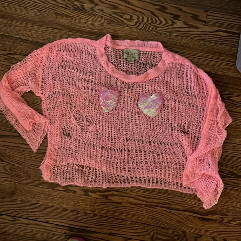 Wild fox white label sequin heart sweater